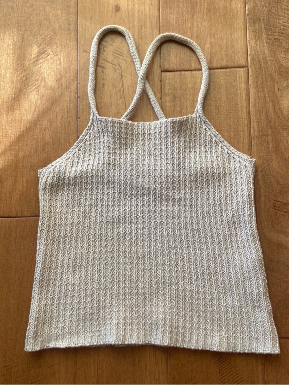 Vintage Knit Beige Crop Top